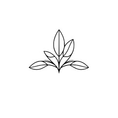 Simple illustration of a black leaf plant with a white background.
