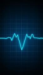 Naklejka premium Cyan Heartbeat Line on Dark Blue Grid Background A Vibrant Vector Illustration of Vital Signs