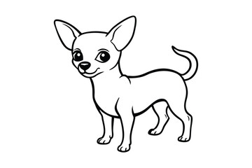 Line art of a tiny Chihuahua puppy vector art illustration for coloring page