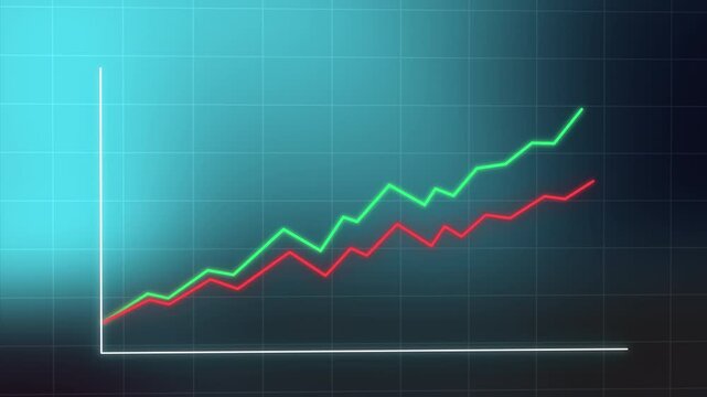2 sources comparison Stock Market Investment, ETFs, Minimal Data Visualization Line Graph, Business Growth Analytics, index funds Stats, Financial Economic, motion graphic motion graphic on a dark bg