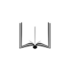 Simplistic illustration of an open book with black lines, focusing on the structure and minimalist design.