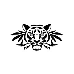 Fierce Tiger Head Vector Illustration with detailed Black and white.