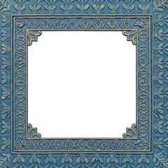Ornate Blue Decorative Frame Illustration with Intricate Design Elements for Art and Crafts Projects