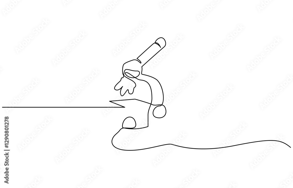 Poster microscope lab simple outline illustration. continuous line drawing of microscope labs, continuous o