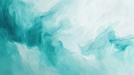Obraz premium Aqua and white abstract waves background, fluid art texture, digital painting, ocean-inspired design, creative wallpaper for modern decor.