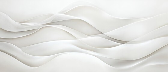 Obraz premium Abstract white wave patterns on a smooth surface, minimalist design, ideal for backgrounds, wallpapers, or modern interior decor. Soft texture and elegance.