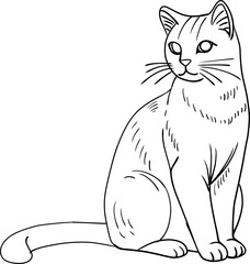 cat hand drawn for coloring page