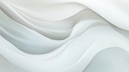 Obraz premium Abstract wave patterns in soft white fabric, smooth textures, flowing lines, minimalist design, light background for modern decor or product display.