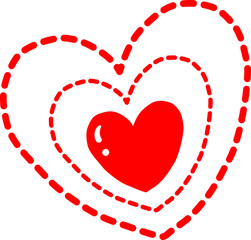 red heart illustration with dashed line