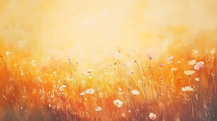 Obraz premium Ethereal Floral Field Bathed in Magical Golden-Hour Glow