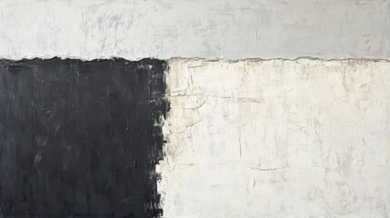 Abstract wall art design featuring contrasting black and white textures, modern minimalist style, contemporary artwork for interior decoration and backgrounds.