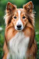 A warm portrait of a Collie in nature