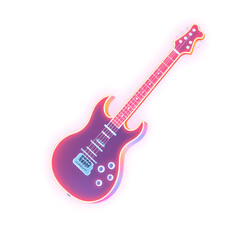 Obraz premium Guitar holographic 3D icon. neon symbol vector illustration isolated on white background. Generative AI