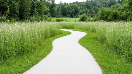 Obraz premium Winding Pathway Through Grassy Field