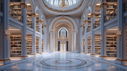 Obraz premium Grand Library Interior Opulent Design and Architecture.