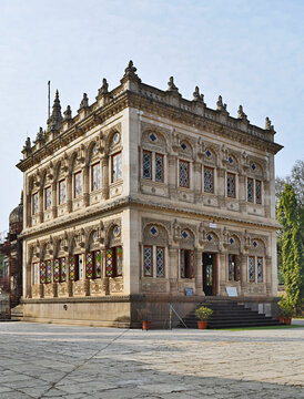 Mahadji Shinde Chhatri, a memorial for an 18th-century military leader, featuring a Hindu temple with Anglo-Rajasthani architecture, Pune, Maharashtra, India.