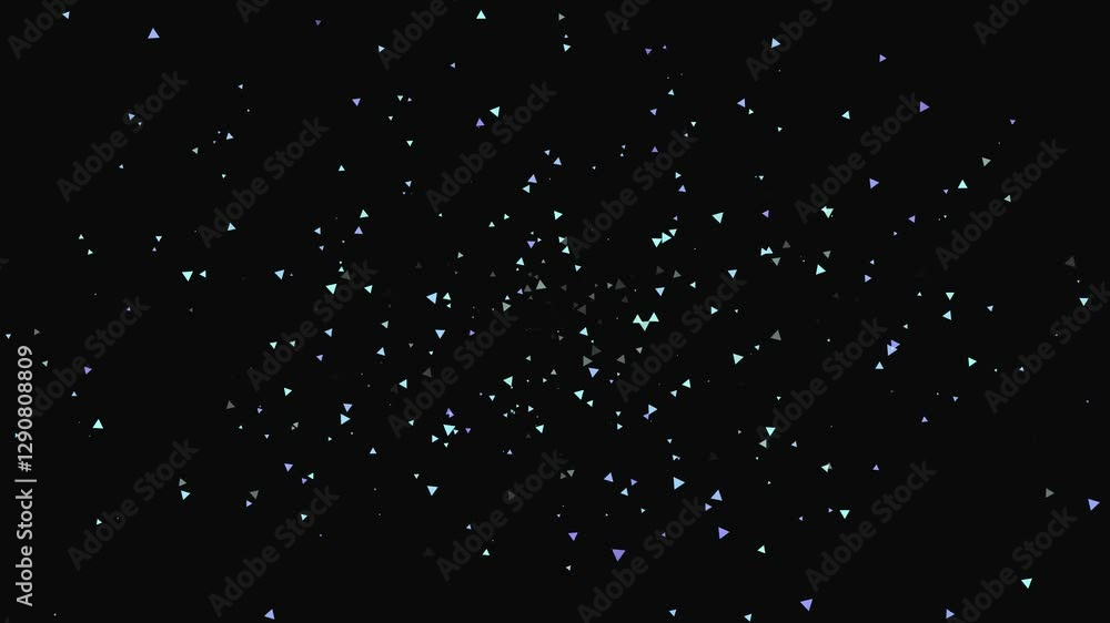 Poster triangles expanding on black background animation. colorful geometric shapes on dark background in a