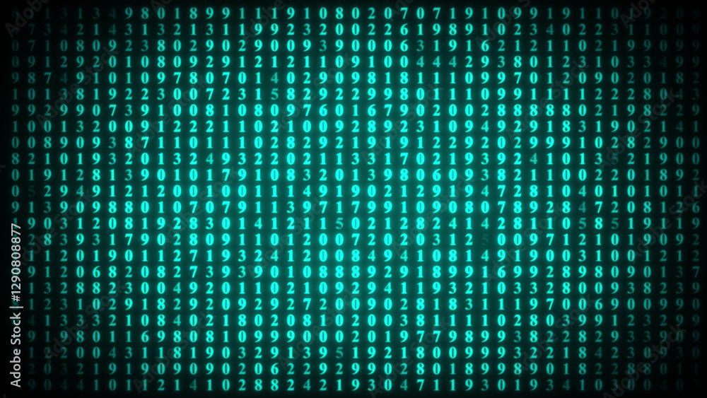 Poster binary code stream, 3d illustration