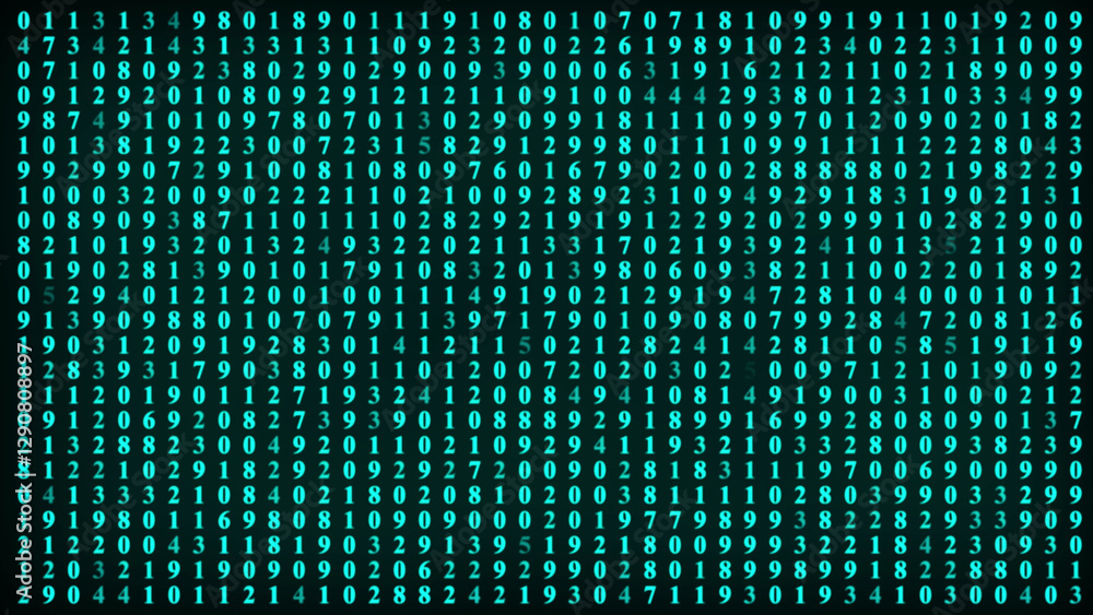 Poster binary code stream, 3d illustration