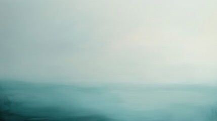 Obraz premium Abstract ocean landscape with soft turquoise and blue gradients. Calm water horizon with misty atmosphere. Serene background for tranquil designs.