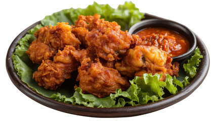 Fototapeta premium fried chicken wings with vegetables