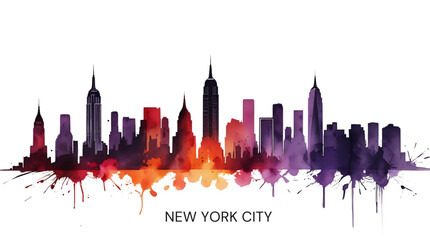 Obraz premium cityscape, landscape, new York print poster travel art illustration urban modern downtown landmarks skyscrapers, nice poster illustration. 