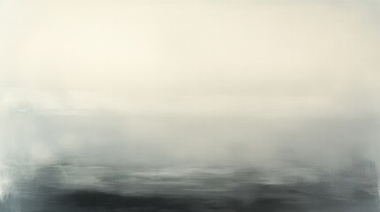 Obraz premium Abstract landscape in soft shades of gray and white, tranquil misty scenery with blurred horizon, minimalistic design for backgrounds and artwork.