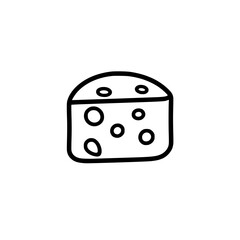 Simple outline of a cheese block with swiss cheese style holes.