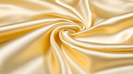 Luxurious Golden Silk Fabric Draped Elegantly with Soft Folds and a Shimmering Surface