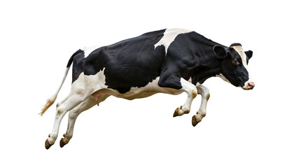 Cow, jumping, isolated on white background