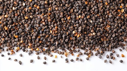 Close-up of Black Quinoa Seeds on White Background