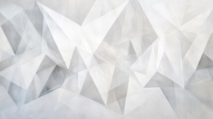 Fototapeta premium Abstract geometric background with white triangular shapes and soft gradients, ideal for web design, presentations, and modern artwork. Puzzle-patterned surface.