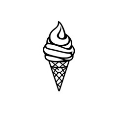 Black-and-White Minimalist Ice Cream Cone: A Sweet Swirl.