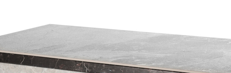 Grey marble table isolated on white. Space for design