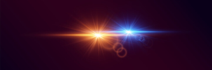 Glare of a light star and lens flare. Vector illustration EPS10