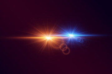 Glare of a light star and lens flare. Vector illustration EPS10