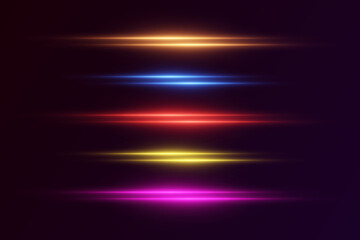 Collection of neon lines, laser beam and light effect.