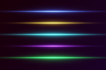 Collection of neon lines, laser beam and light effect.