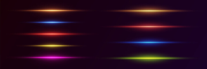 Collection of neon lines, laser beam and light effect.