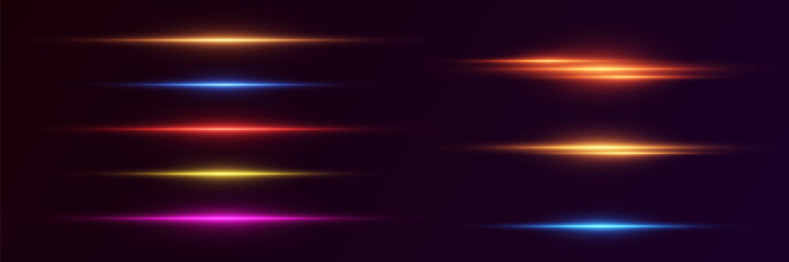 Collection of neon lines, laser beam and light effect.