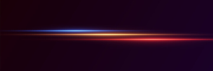 Horizontal neon effects, laser beam light and flash.