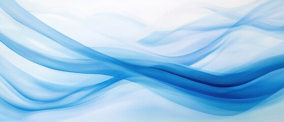 Fototapeta premium Abstract blue waves flowing across a soft white background, ideal for digital art, website banners, and soothing graphics in design projects.