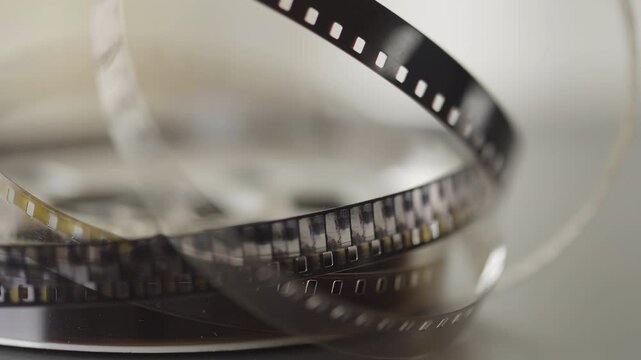 Cine Film roll in extreme close up 4K stock footage