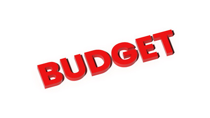 3d rendering red budget text on white background