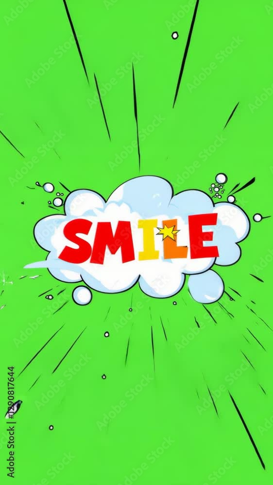 Poster a green background with a cartoonish word that says 