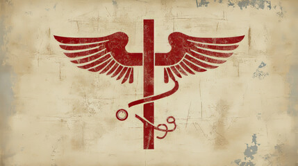 Vector illustration of medical emblem vintage tag for first aid healthcare and pharmacy medicine.