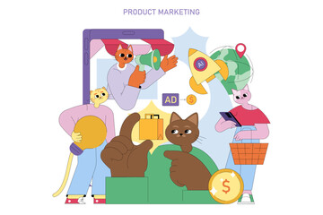 Product Marketing. Flat Vector Illustration