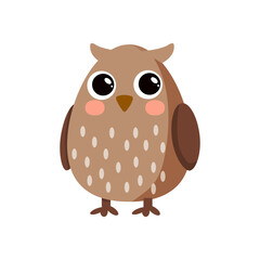 Vector Illustration of Cartoon Brown Owl Bird, egg-shaped, Easter Concept