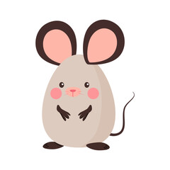 Vector Illustration of Cartoon Mouse, egg-shaped, Easter Concept