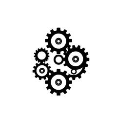 The Black Cogwheel Composition: Interlocking, isolated gears. Minimalist, flat design, illustration. White background. Gearwheel patterns.